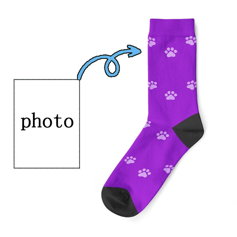 Custom Socks Cat 3D Print Men/Women Socks Casual Funny Novelty DIY Personalized Photo Logo Pet Long socks Gifts