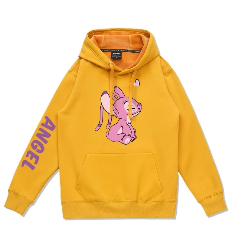 Disney Stitch Cartoon Couple Hoodie for Women Loose Hooded Pullover for Men and Women Autumn Winter Fashion Simple Campus Wear
