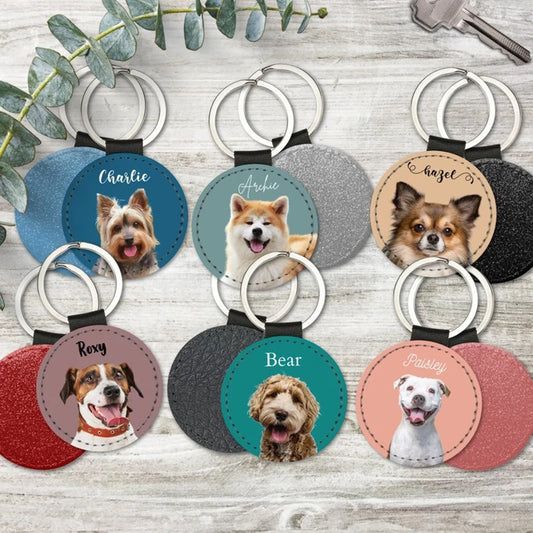 Llavero de Cuero Personalizado con Foto de Mascota