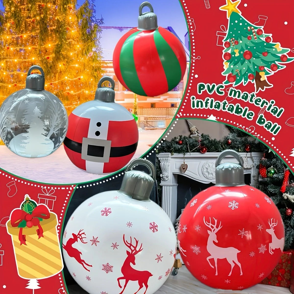 Adorno navideño inflable en forma de bola