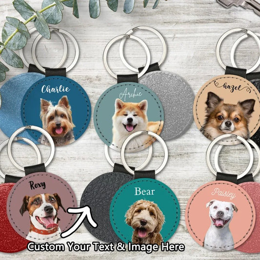 Llavero de Cuero Personalizado con Foto de Mascota