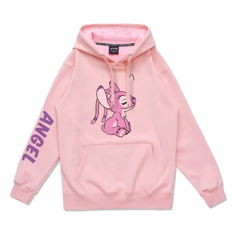 Disney Stitch Cartoon Couple Hoodie for Women Loose Hooded Pullover for Men and Women Autumn Winter Fashion Simple Campus Wear
