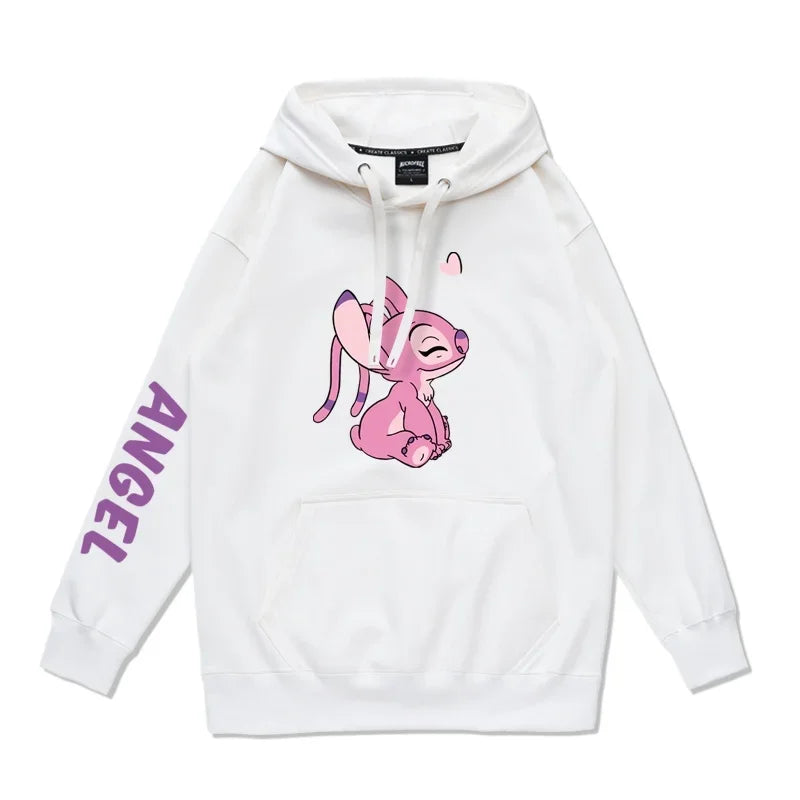 Disney Stitch Cartoon Couple Hoodie for Women Loose Hooded Pullover for Men and Women Autumn Winter Fashion Simple Campus Wear